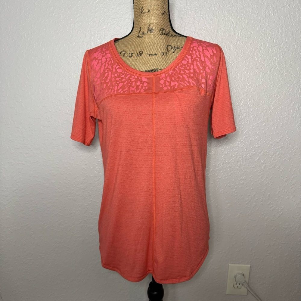 Lululemon Run Away Tee Heather Atomic Red Size 6 Reflective Gym Athleisure